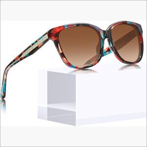 Square Polarized Sunglasses with UV Protection, Retro Embossed Pattern, Acetate